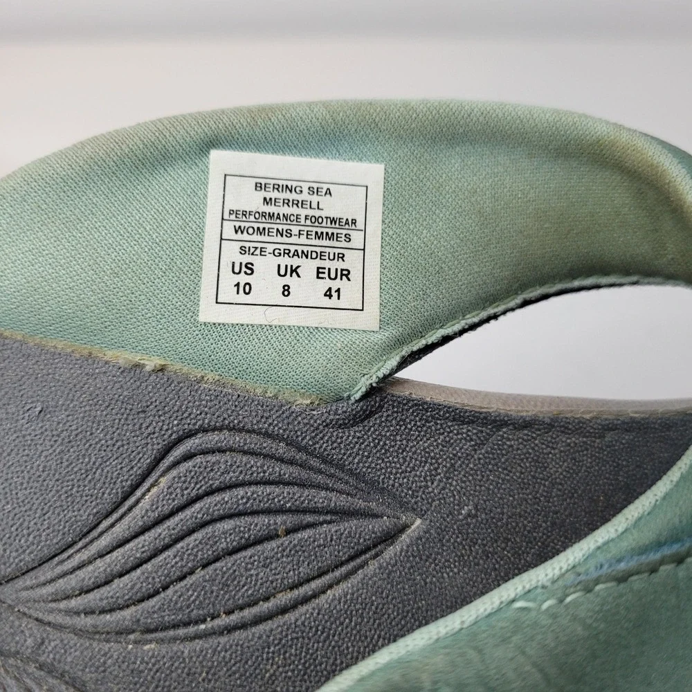 Merrell Bering Sea Sandals Womens 10 Teal‎ Green Good Leather Thong Slides